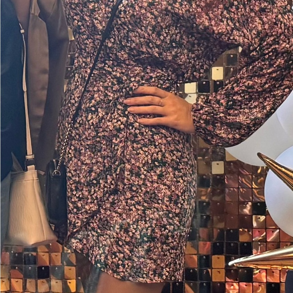 Lush Floral Long Sleeve Dress - Pink and Black